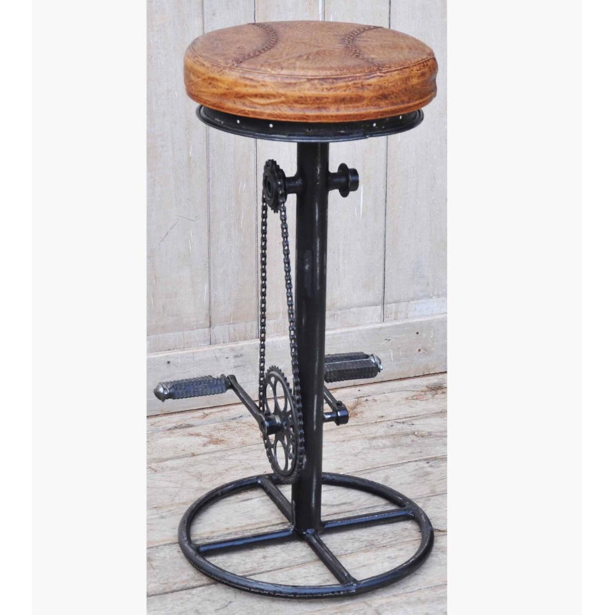 4 X INDUSTRIAL CAST IRON BICYCLE BAR STOOLS - MyChocolateWood