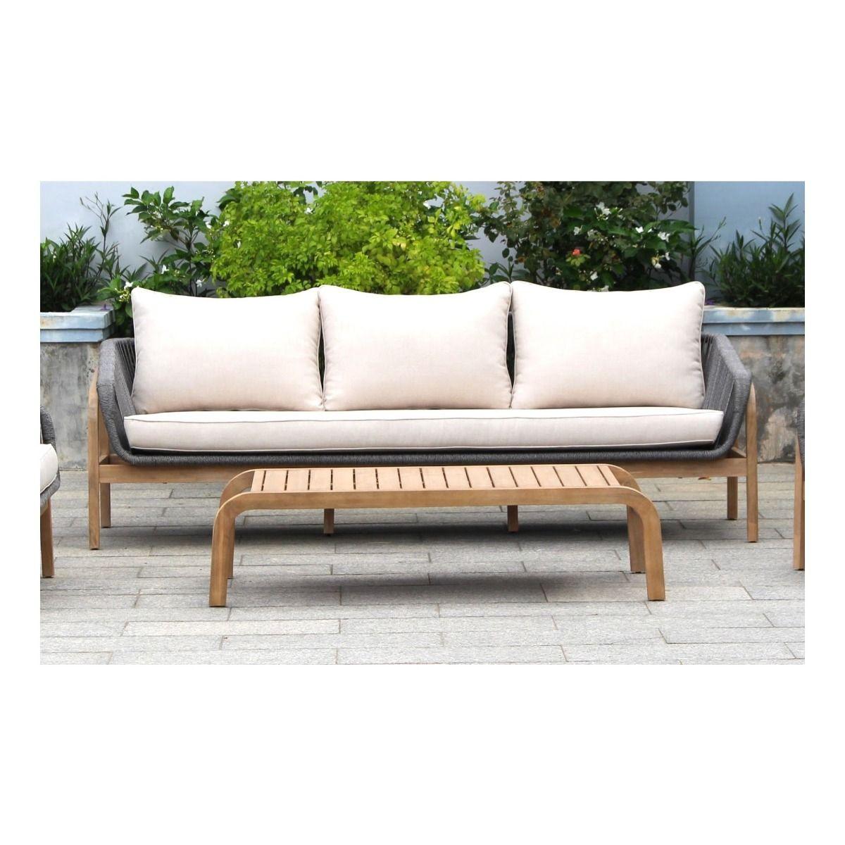 CARRERA ACACIA WOOD & ROPE 3-SEATER OUTDOORS SOFA - MyChocolateWood