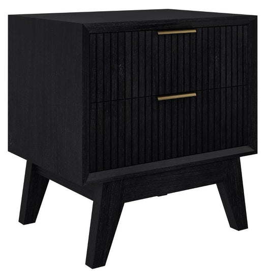2 X ELIJAH ACACIA WOOD BEDSIDE TABLES 2 DRAWERS IN BRUSHED BLACK - MyChocolateWood