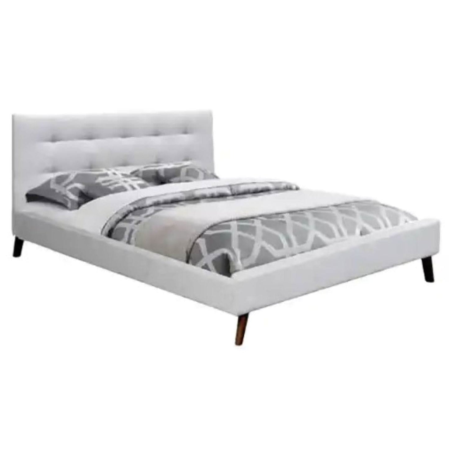 ADELE SOLID HARDWOOD DOUBLE BED IN LIGHT GREY FABRIC - MyChocolateWood