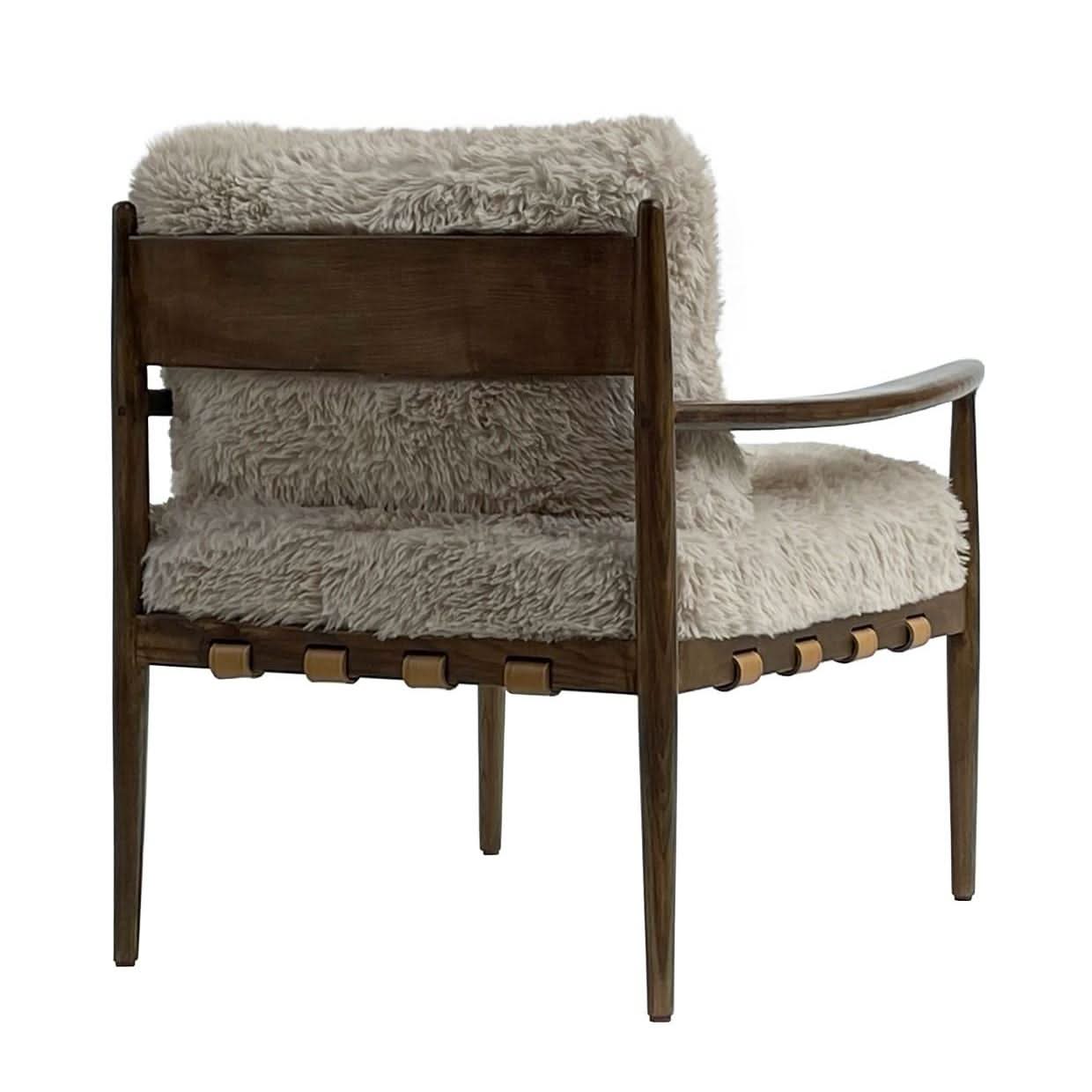 ALABAMA FAUX SHEEP SKIN/ASHWOOD ARMCHAIR /LOUNGE CHAIR IN BEIGE - MyChocolateWood