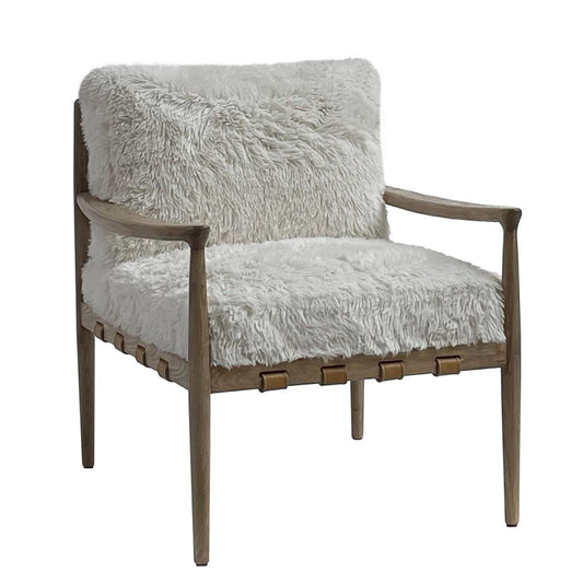 ALABAMA FUAX SHEEP SKIN/ASHWOOD ARMCHAIR /LOUNGE CHAIR IN WHITE - MyChocolateWood