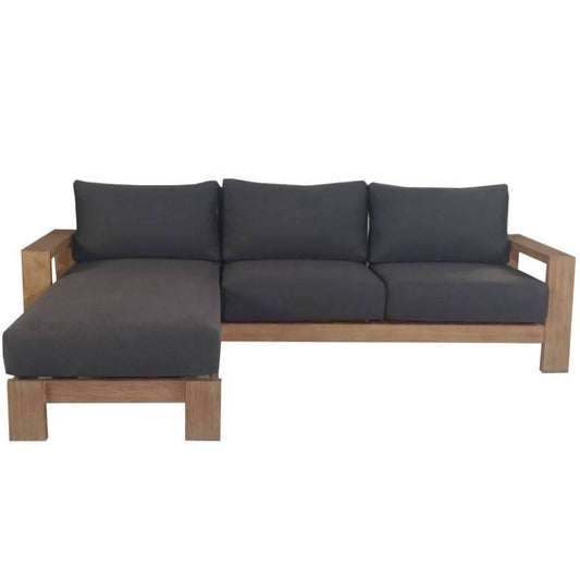 ALANYA HAMPTON OUTDOOR 3-SEATER REVERSIBLE CHAISE SOFA EUCALYPTUS/DARK CHARCOAL - MyChocolateWood