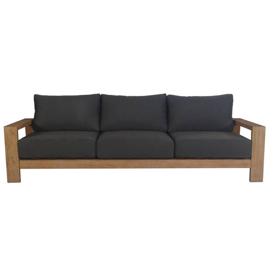 ALANYA HAMPTONS OUTDOOR 3-SEATER SOFA SETTEE EUCALYPTUS FRAME DARK CHARCOAL - MyChocolateWood
