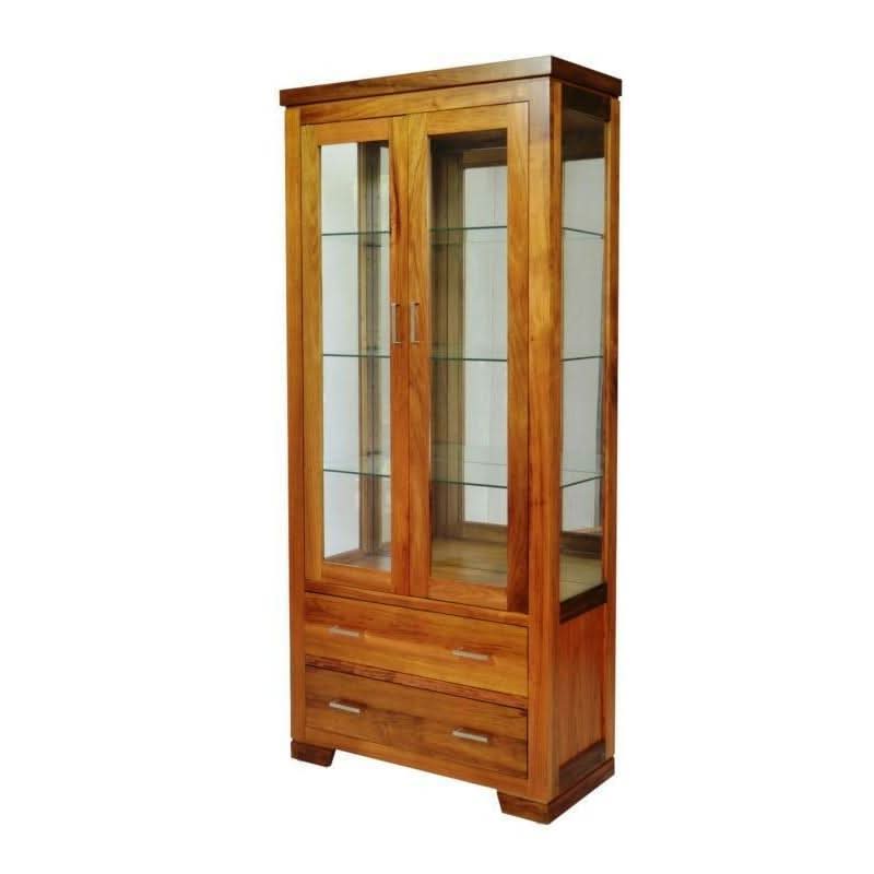 ALDO TASMANIAN BLACKWOOD DISPLAY CABINET WITH A MIRRORED BACK AND TIMBER FRAME ON THE SIDE - MyChocolateWood