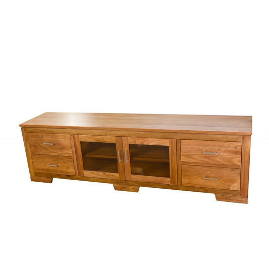 ALDO TASMANIAN BLACKWOOD TV/ENTERTAINMENT UNIT WITH 4 DRAWERS & 2 GLASS DOORS - MyChocolateWood