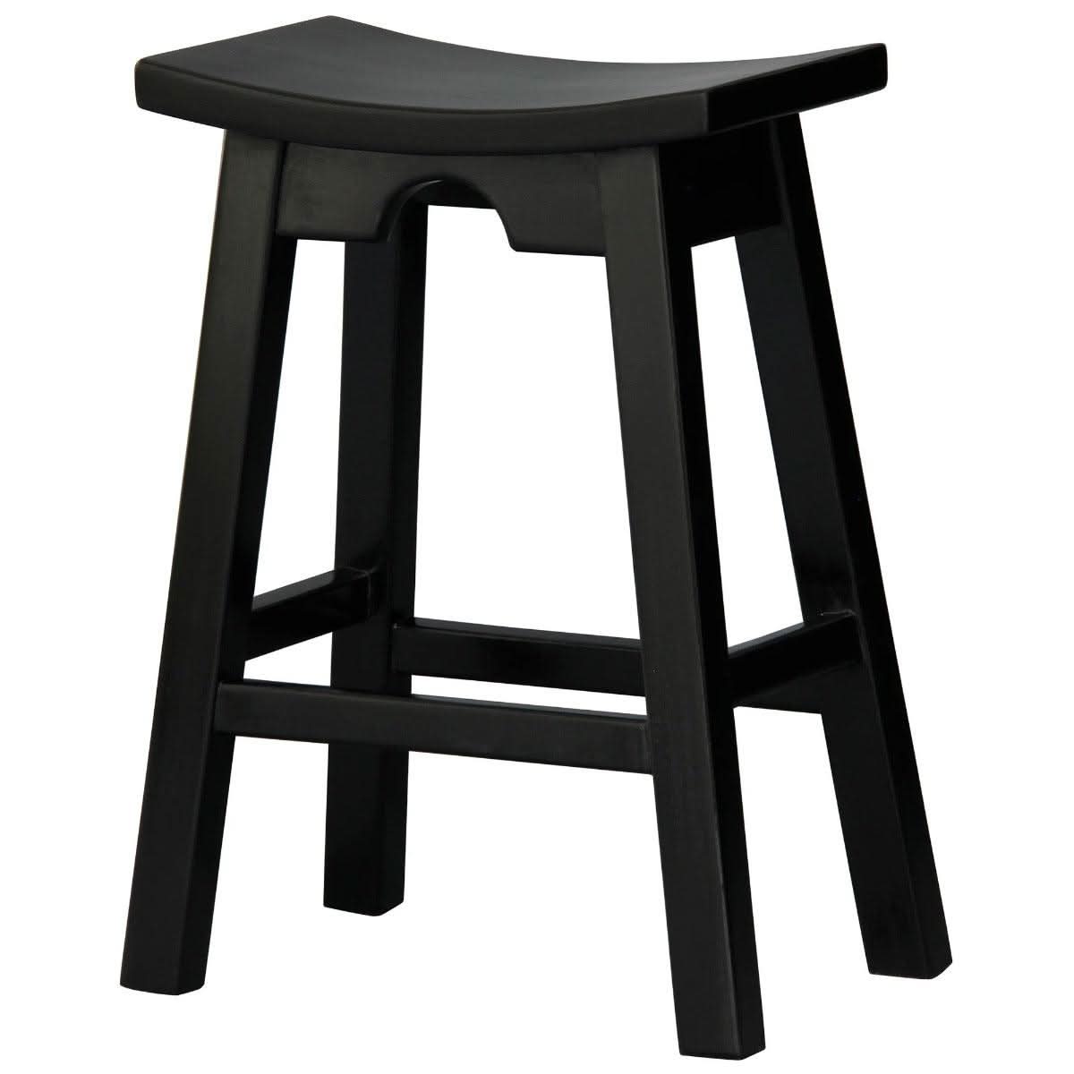 AMELIA SOLID MAHOGANY KITCHEN BAR STOOL BLACK - MyChocolateWood