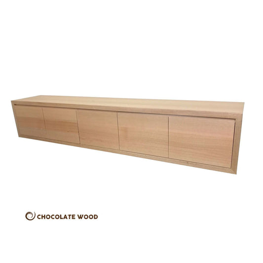 ANGEL SOLID WALL MOUNTED TASSIE OAK TV/ENTERTAINMENT UNIT WITH 5 DROP DOWN DOORS - MyChocolateWood