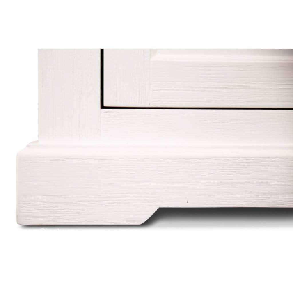 ANIKA SOLID ACACIA WOOD TV UNIT 2-DOORS 2 DRAWERS & 2 SHELVES IN VIVID WHITE - MyChocolateWood