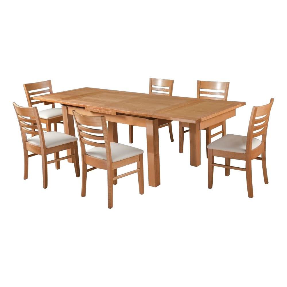 ANYA SOLID VICTORIAN ASH SIDE EXTENSION DINING TABLE 150-250CM WHEAT - MyChocolateWood