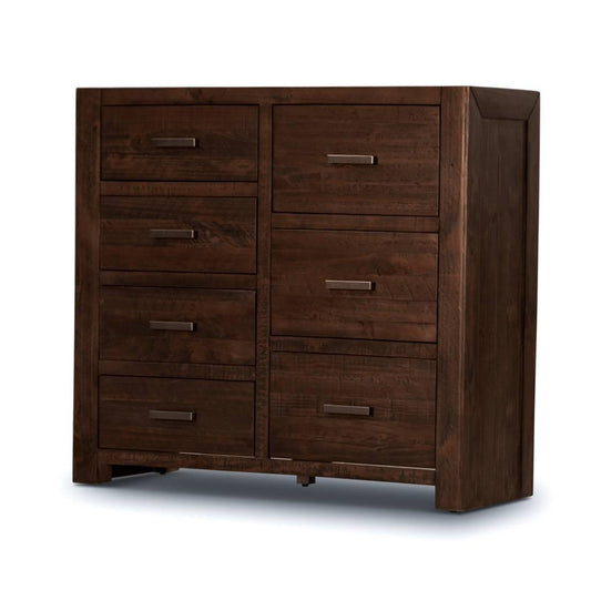 ASHGAR SOLID RECYCLED PINE 7 DRAWER CHEST OF DRAWERS/TALLBOY IN GREY STONE - MyChocolateWood