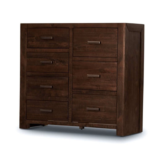 ASHGAR SOLID RECYCLED PINE 7 DRAWER CHEST OF DRAWERS/TALLBOY IN GREY STONE - MyChocolateWood