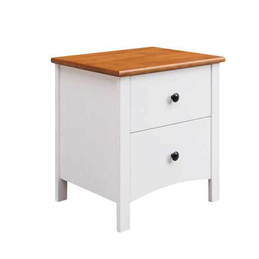 ASTLEY HAMPTONS LOOK 2-DRAWER BEDSIDE TABLE WHITE /MID BROWN - MyChocolateWood