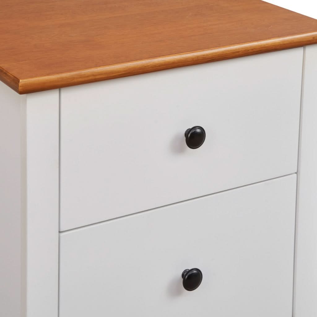 ASTLEY HAMPTONS LOOK 2-DRAWER BEDSIDE TABLE WHITE /MID BROWN - MyChocolateWood