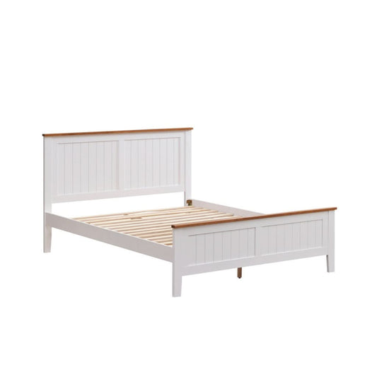ASTLEY HAMPTONS LOOK QUEEN BED WHITE/MID BROWN - MyChocolateWood