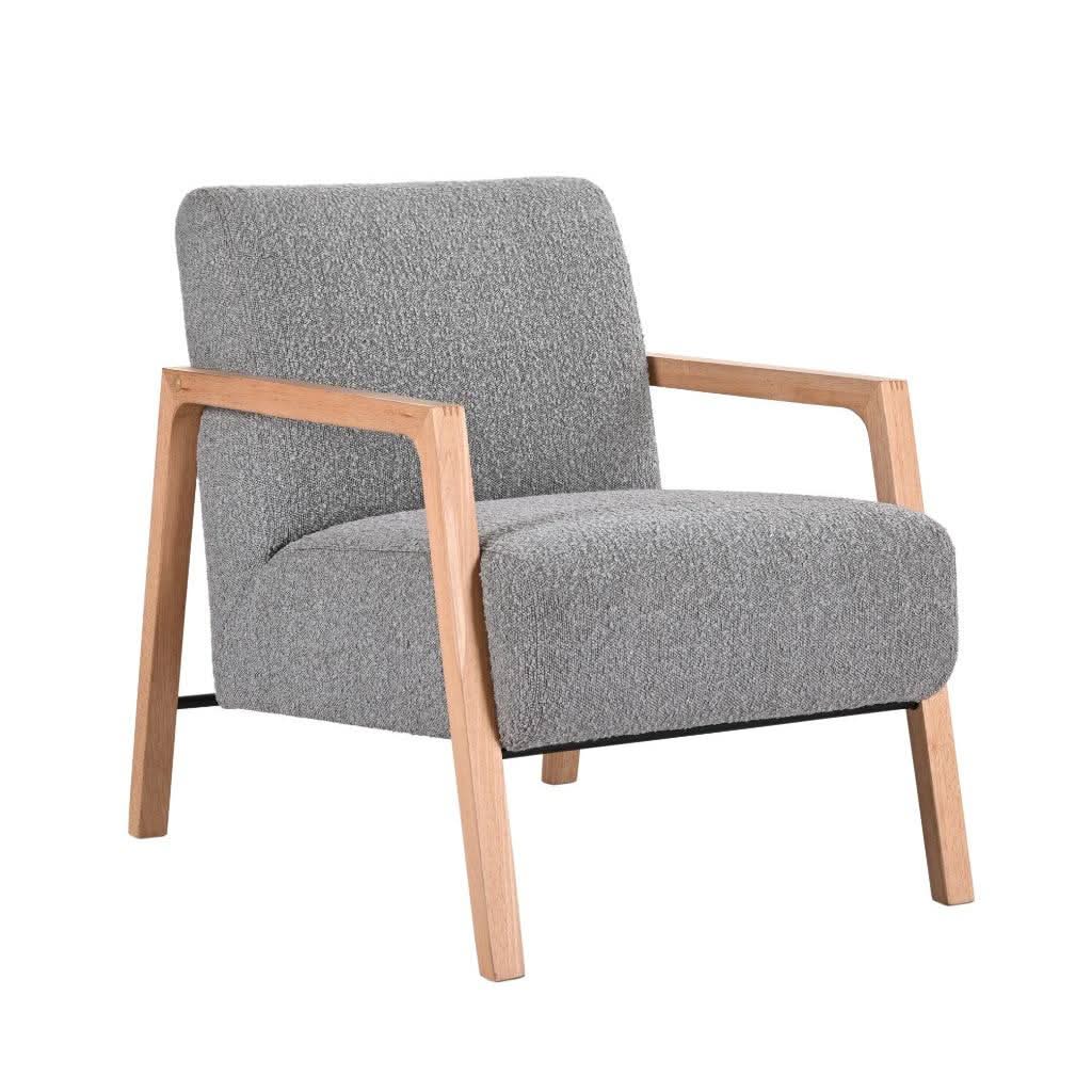 ATTICUS CONTEMPORARY FABRIC ARMCHAIR IN GREY - MyChocolateWood