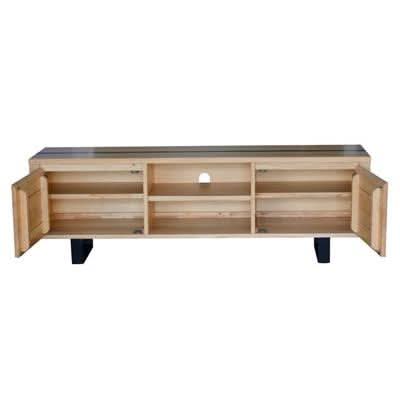 AXWYN SOLID RUBBERWOOD 2 DOOR TELEVISION UNIT/ETU/ TELEVISION STAND NATURAL/BLACK LEGS - MyChocolateWood