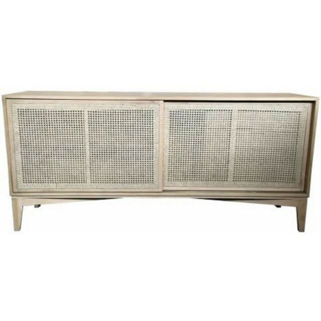BAHAMAS BUFFET SIDEBOARD SLIDING RATTAN DOORS/ SOLID OAK NATURAL COLOUR 140CM - MyChocolateWood