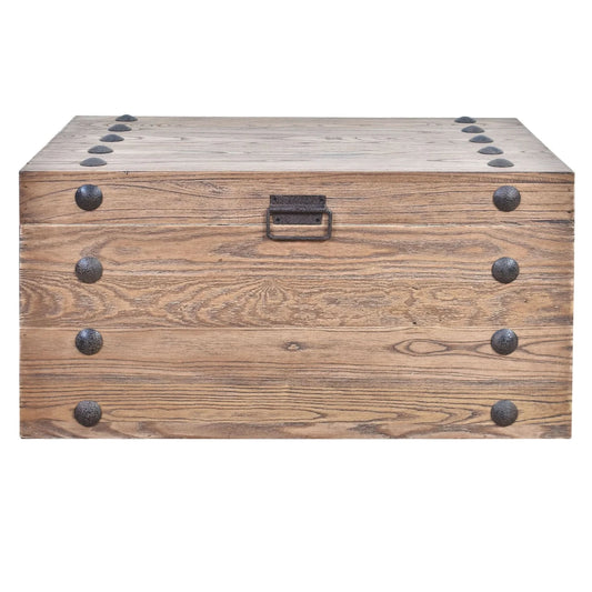 BASIL NAILHEAD OLD ELM TRUNK SIDE TABLE NATURAL WITH IRON ACCENTS - MyChocolateWood