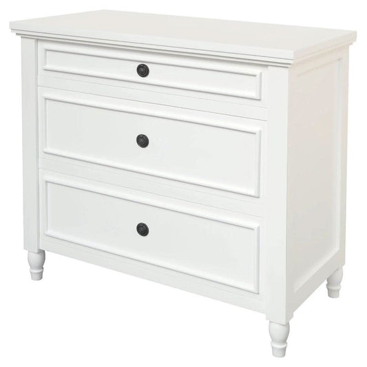 BEAU 3 DRAWERS TURN LEG CHEST OF DRAWERS WHITE - MyChocolateWood