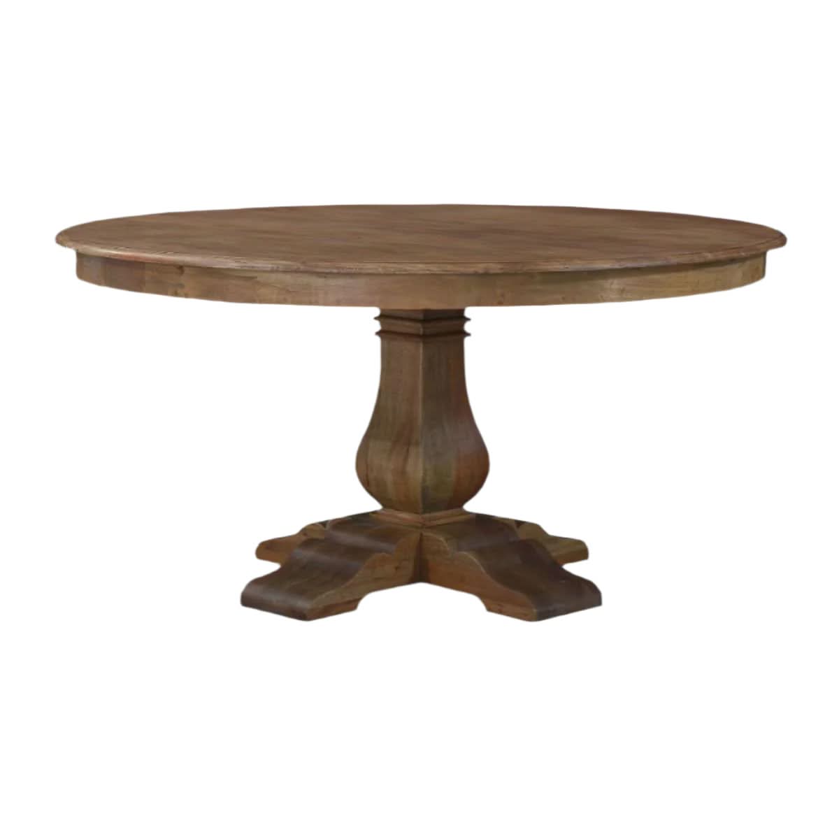 BECKETT HAMPTON STYLE SOLID MAHOGANY ROUND TRESTLE DINING TABLE IN ANTIQUE FRENCH OAK 183CM - MyChocolateWood