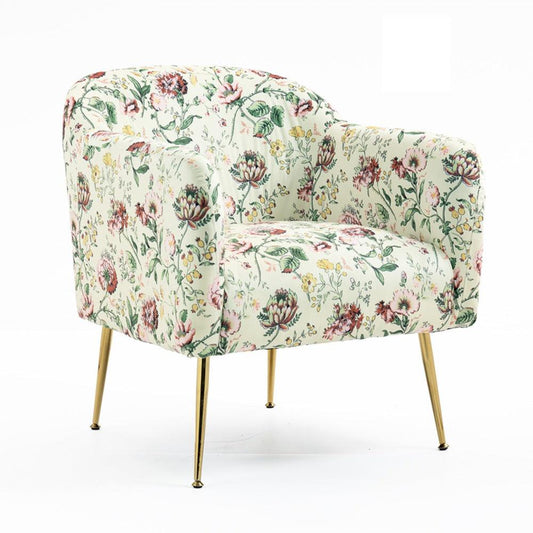 BELINDA FLORAL ARMCHAIR WITH GOLDEN METAL LEGS - MyChocolateWood