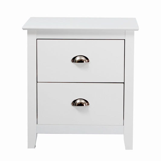 BELLE 2-DRAWER BEDSIDE TABLE WHITE - MyChocolateWood