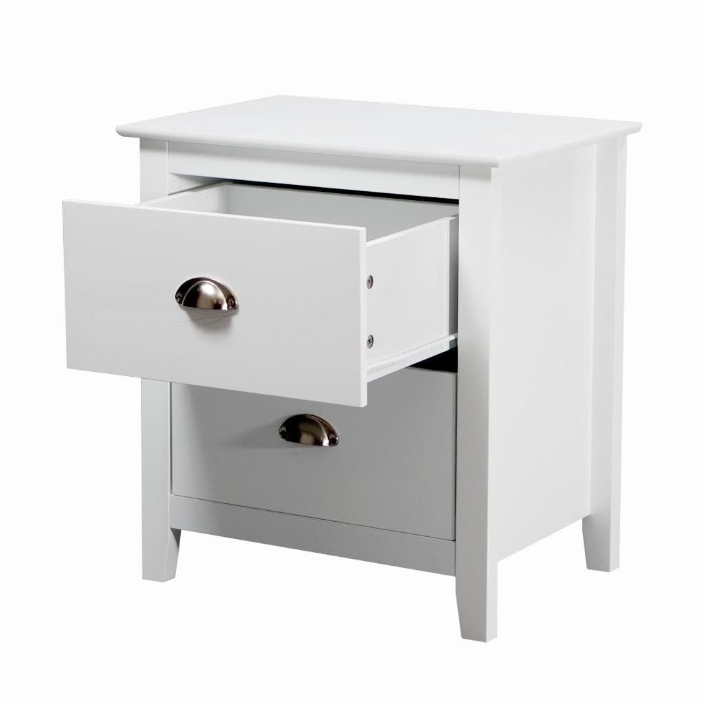 BELLE 2-DRAWER BEDSIDE TABLE WHITE - MyChocolateWood