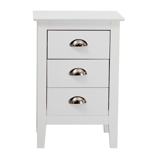 BELLE 3-DRAWER BEDSIDE TABLE WHITE
