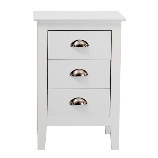 BELLE 3-DRAWER BEDSIDE TABLE WHITE - MyChocolateWood