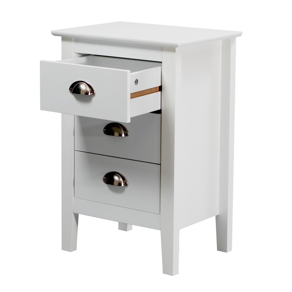 BELLE 3-DRAWER BEDSIDE TABLE WHITE