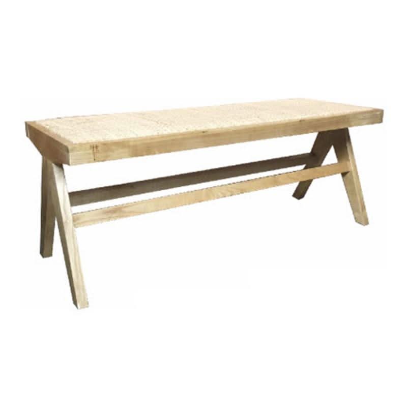 BELVIL WOODEN/ RATTAN HAMPTON CONTEMPORARY BENCH IN NATURAL - MyChocolateWood