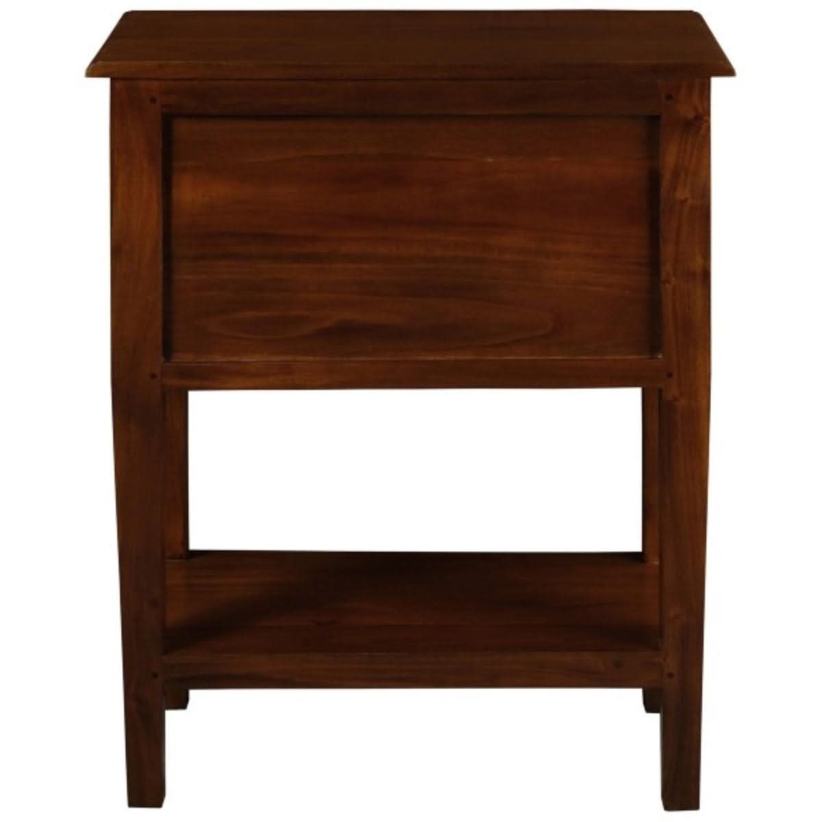 BIRKDALE 3 DRAWER SIDE TABLE/WITH SHELF IN SOLID MAHOGANY- MAHOGANY - MyChocolateWood