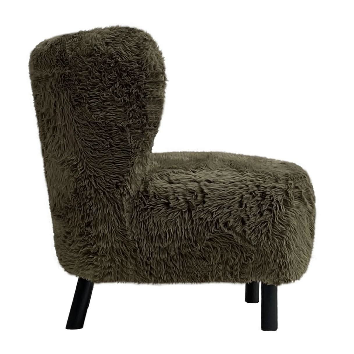 BOHEMIAN FAUX SHEEPSKIN/HARDWOOD CHAIR IN SAGE - MyChocolateWood