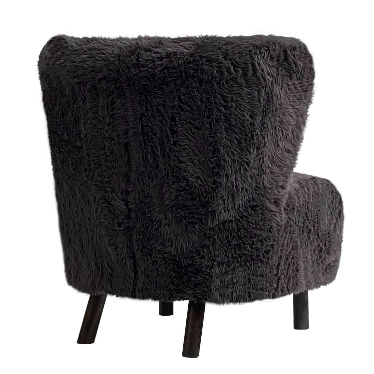 BOHEMIAN FAUX SHEEPSKIN/HARDWOOD CHAIR IN SOOT - MyChocolateWood