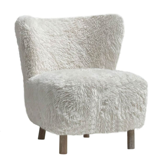 BOHEMIAN FAUX SHEEPSKIN/HARDWOOD CHAIR IN WHITE - MyChocolateWood