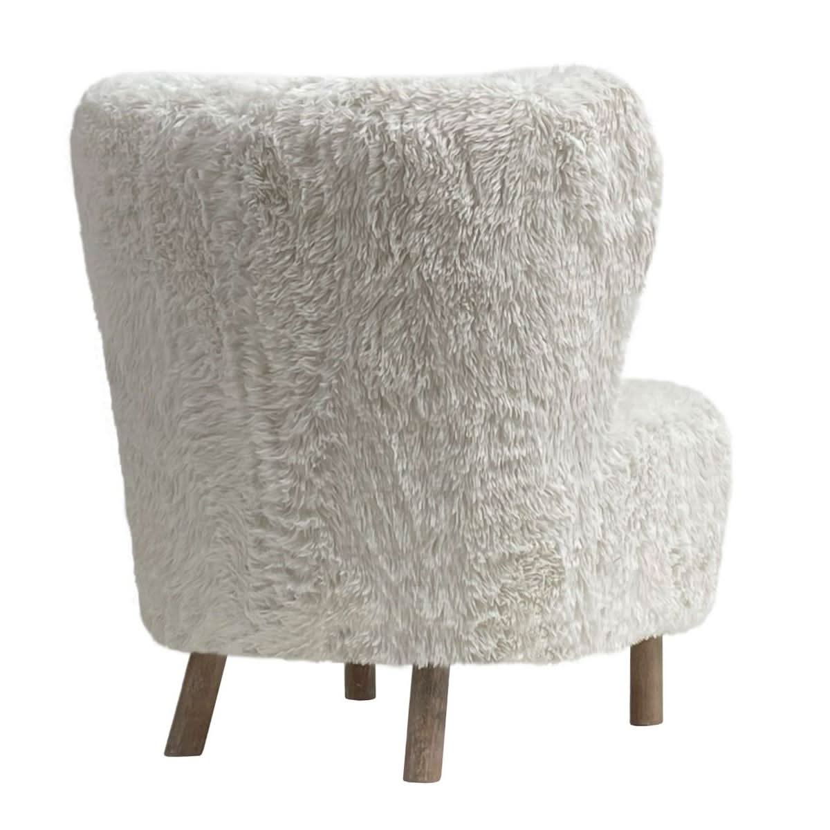 BOHEMIAN FAUX SHEEPSKIN/HARDWOOD CHAIR IN WHITE - MyChocolateWood