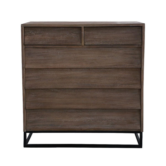 BROOKES SOLID MANGO WOOD 6-DRAWER TALLBOY/ CHEST OF 6 DRAWERS LIGHTEST WEATHERED TEAK FINISH - MyChocolateWood