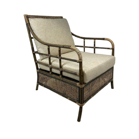 CAMINO RATTAN & MANGO ARMCHAIR LOUNGE CHAIR EASY CHAIR BLACK SHADOW - MyChocolateWood