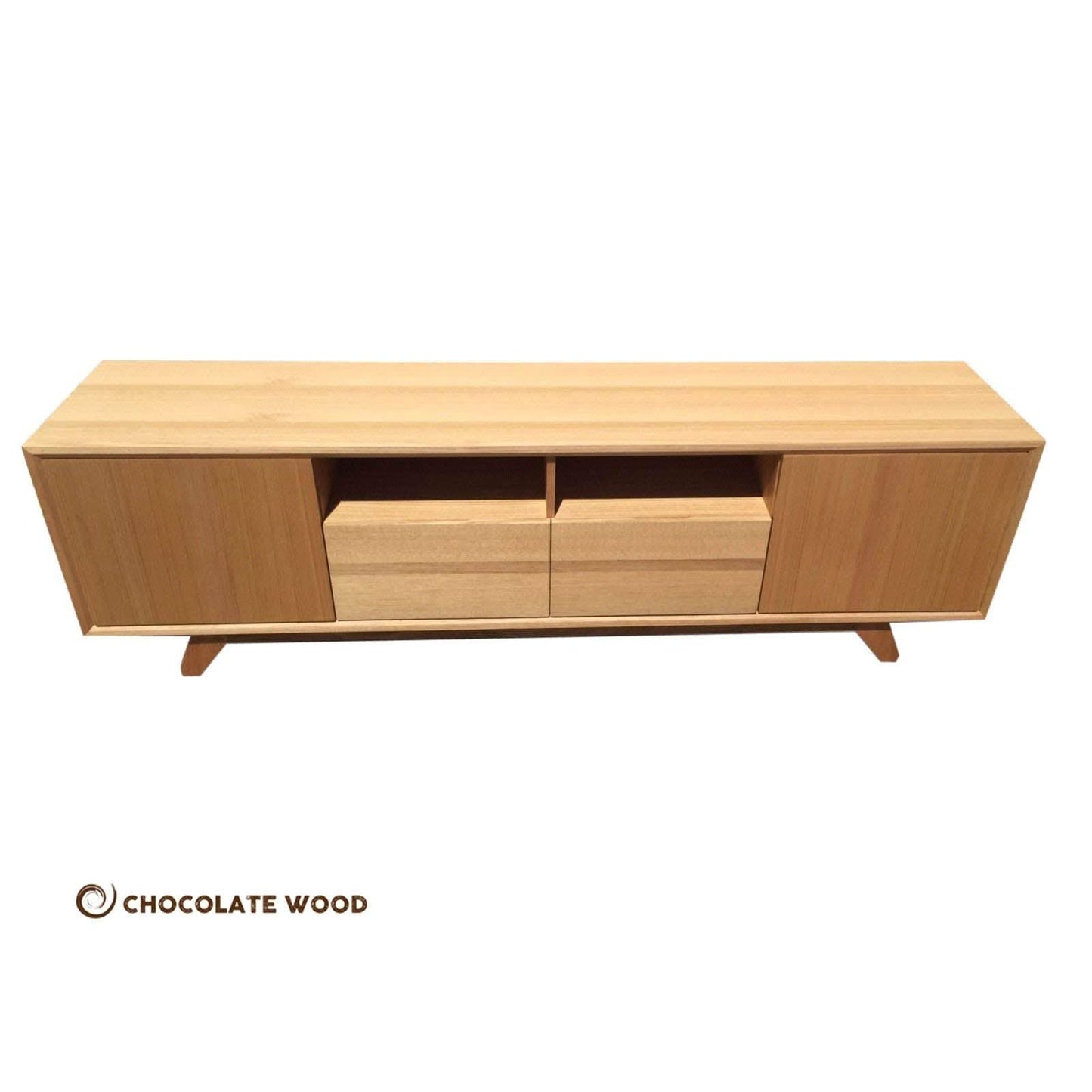 CAMMERAY TASSIE OAK TV/ENTERTAINMENT UNIT IN CLEAR LACQUER - CUSTOM MADE - MyChocolateWood