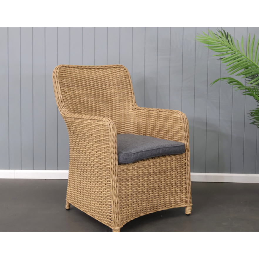 CAPELL CHARCOAL 9-PIECE OUTDOOR DINING SUITE WICKER ON ALUMINIUM FRAME TEAK LOOK CHARCOAL