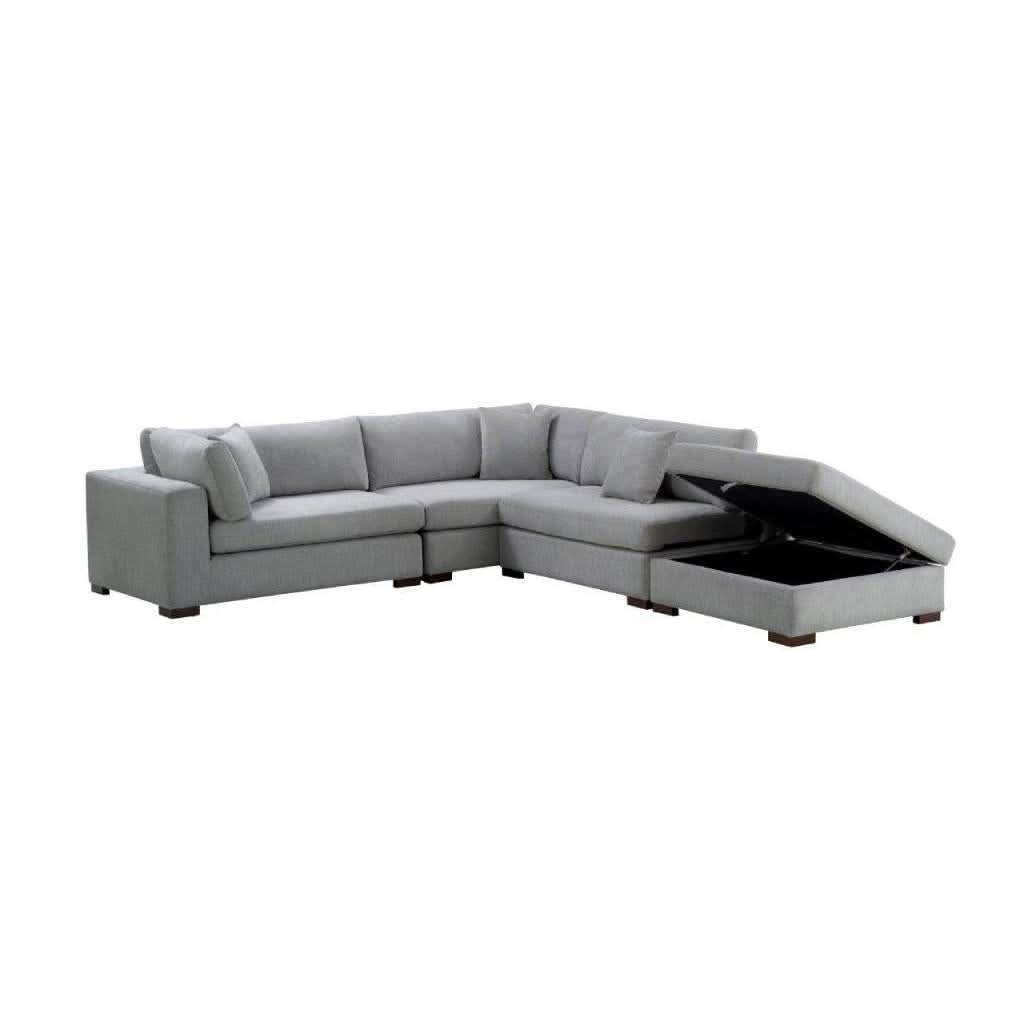 CARLSON LOUNGE - FABRIC 5-SEATER WITH STORAGE OTTOMAN GREY - MyChocolateWood