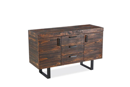 CASTILLE 2 DOOR/3 DRAWER SOLID RECYCLED PINE BUFFET/SIDEBOARD DARK RUSTIC