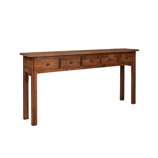 CAVAN HALL TABLE/ CONSOLE CRAFTED FROM RECLAIMED OAK WITH 5 DRAWERS - MyChocolateWood