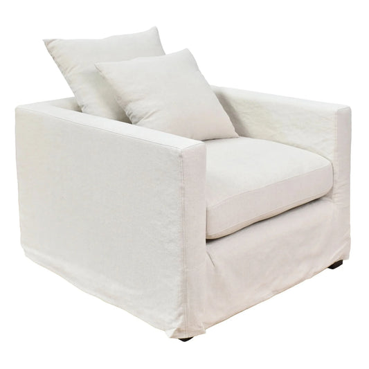 CHATEAU SLIPCOVER HAMPTONS STYLE ARMCHAIR IN SALT & PEPPER - MyChocolateWood