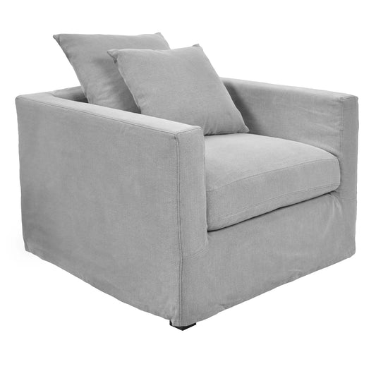 CHATEAU SLIPCOVER HAMPTONS STYLE ARMCHAIR IN SLATE GREY - MyChocolateWood