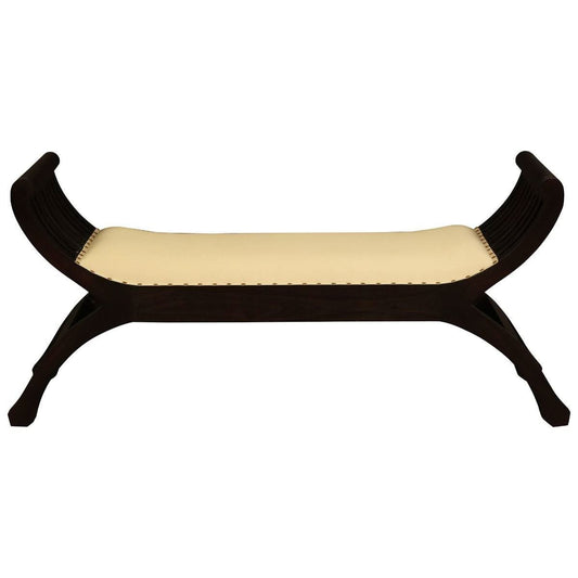 CHENGLEI OPIUM STYLE LEG 2-SEATER CUSHIONED BENCH IN CHOCOLATE - MyChocolateWood