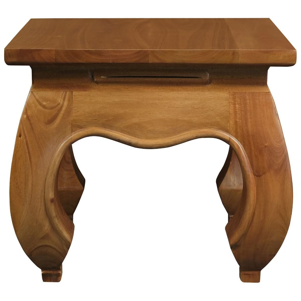 CHENGLEI OPIUM STYLE LEG LAMP SIDE TABLE IN LIGHT PECAN - MyChocolateWood