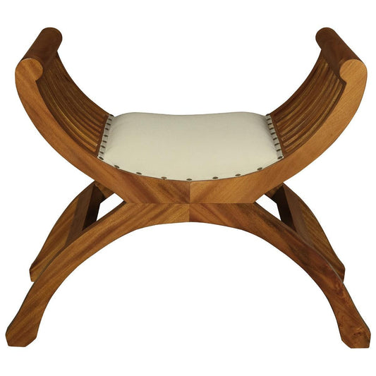 CHENGLEI OPIUM STYLE LEG SINGLE SEATER CUSHIONED BENCH IN LIGHT PECAN - MyChocolateWood