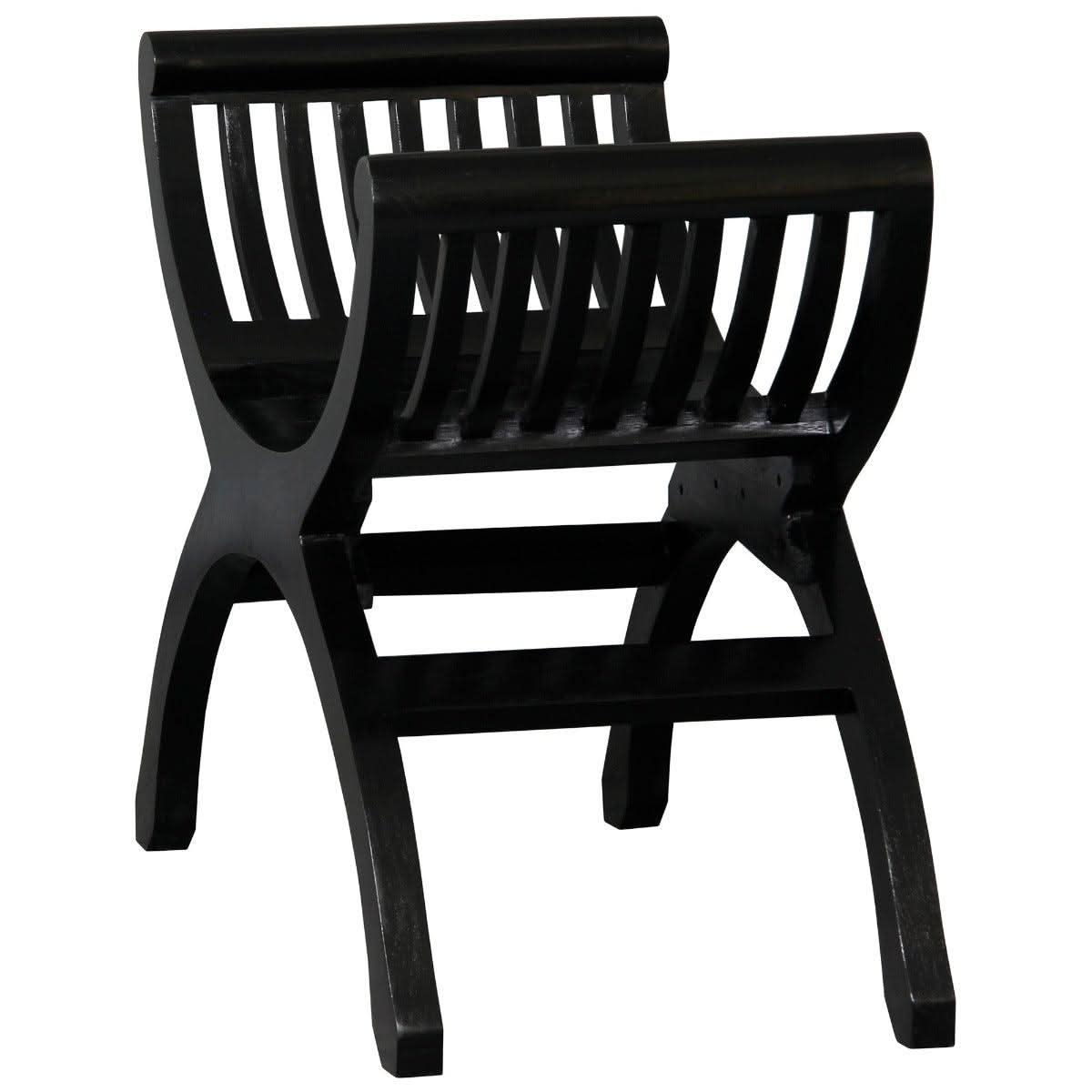 CHENGLEI OPIUM STYLE LEG SINGLE SEATER FULL TIMBER BENCH IN BLACK - MyChocolateWood